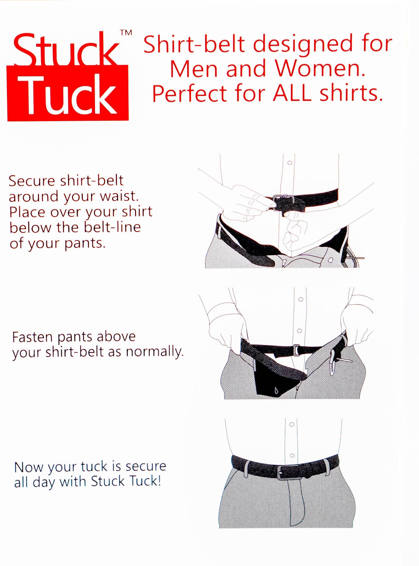 Shirt Stay Belt by Stuck Tuck – Tucked Shirt Holder for Men and Women – 3 Sizes